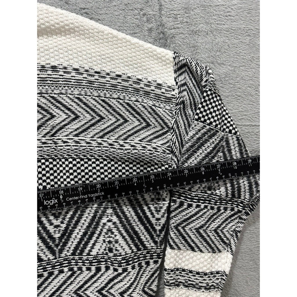 Charter Club Sweater Womens XL Black White Geometric Mock Neck Cozy Knit