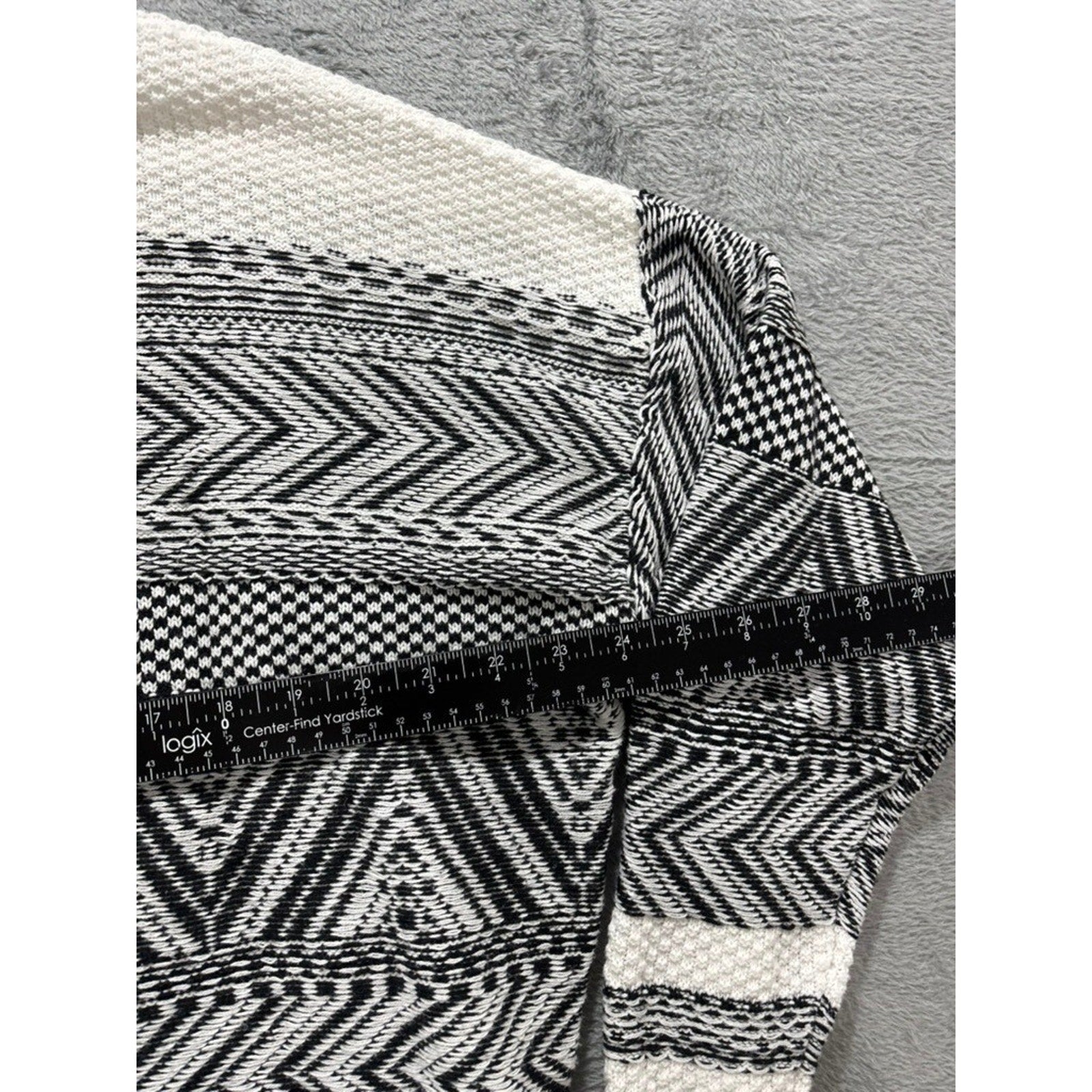 Charter Club Sweater Womens XL Black White Geometric Mock Neck Cozy Knit
