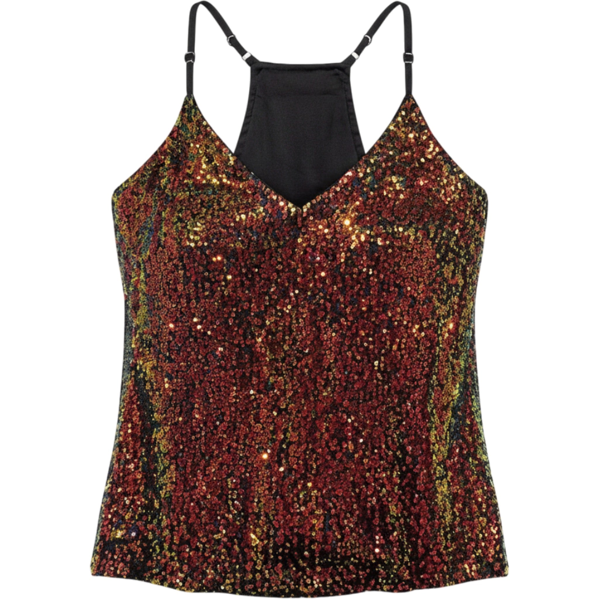 Miduo Sequin Cami Tank Top Womens XXL Multicolor Party Club Sparkle