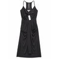 BCBGeneration Black Draped Racerback Midi Dress NWT XS Sleeveless Surplice LBD