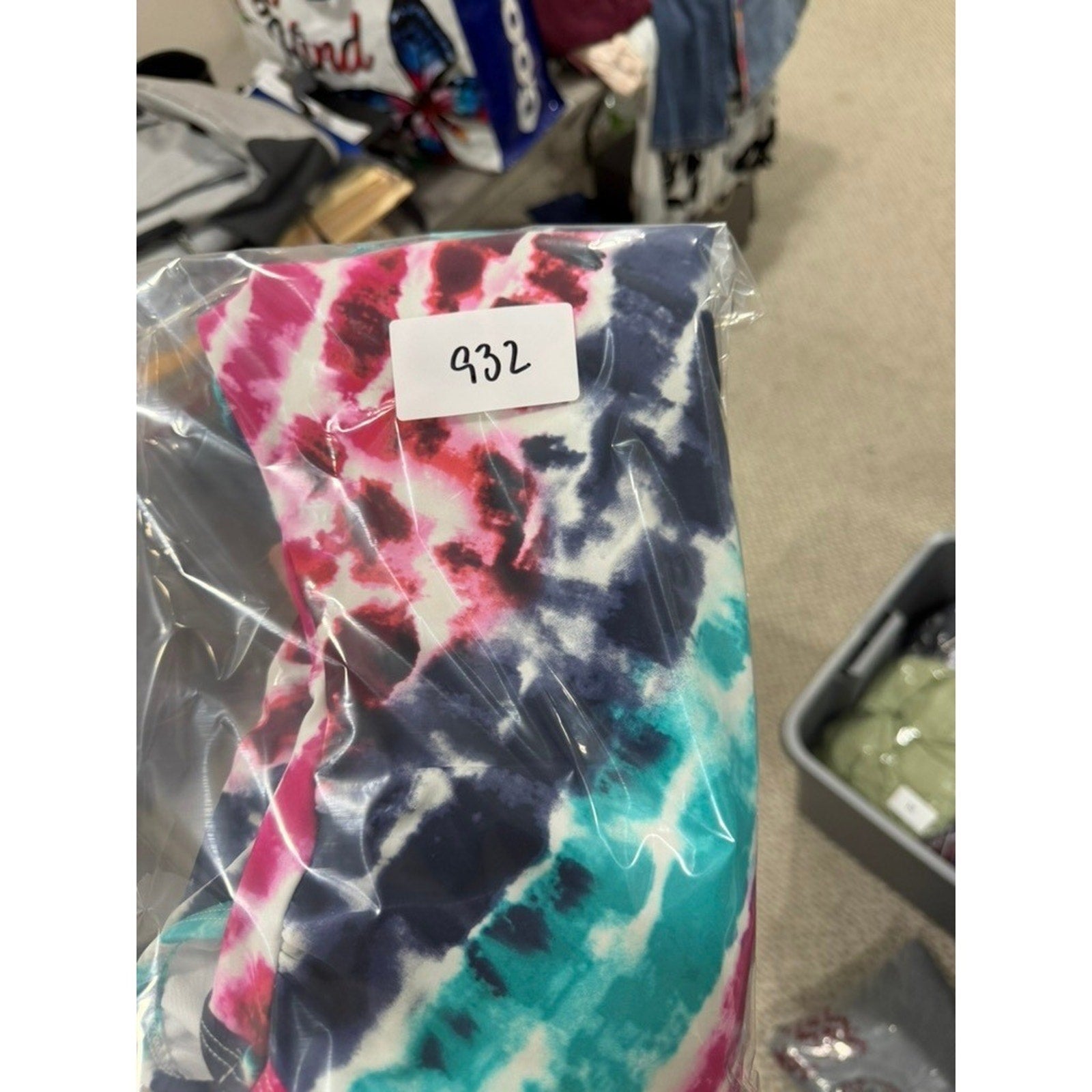 Women Tie Dye One Piece Swimsuit Pink Blue White Strappy Back Athletic