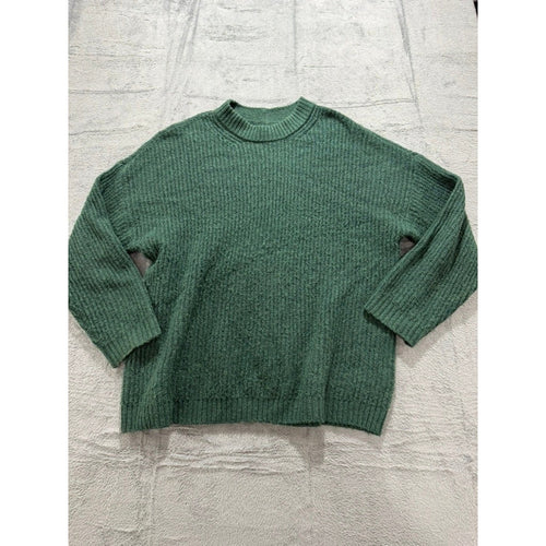 American Eagle Womens Forest Green Ribbed Crewneck Relaxed Fit Sweater Size M