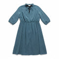 LOFT Womens XL Blue Geometric Print Ruffle Neck Midi Dress Casual Boho Preppy