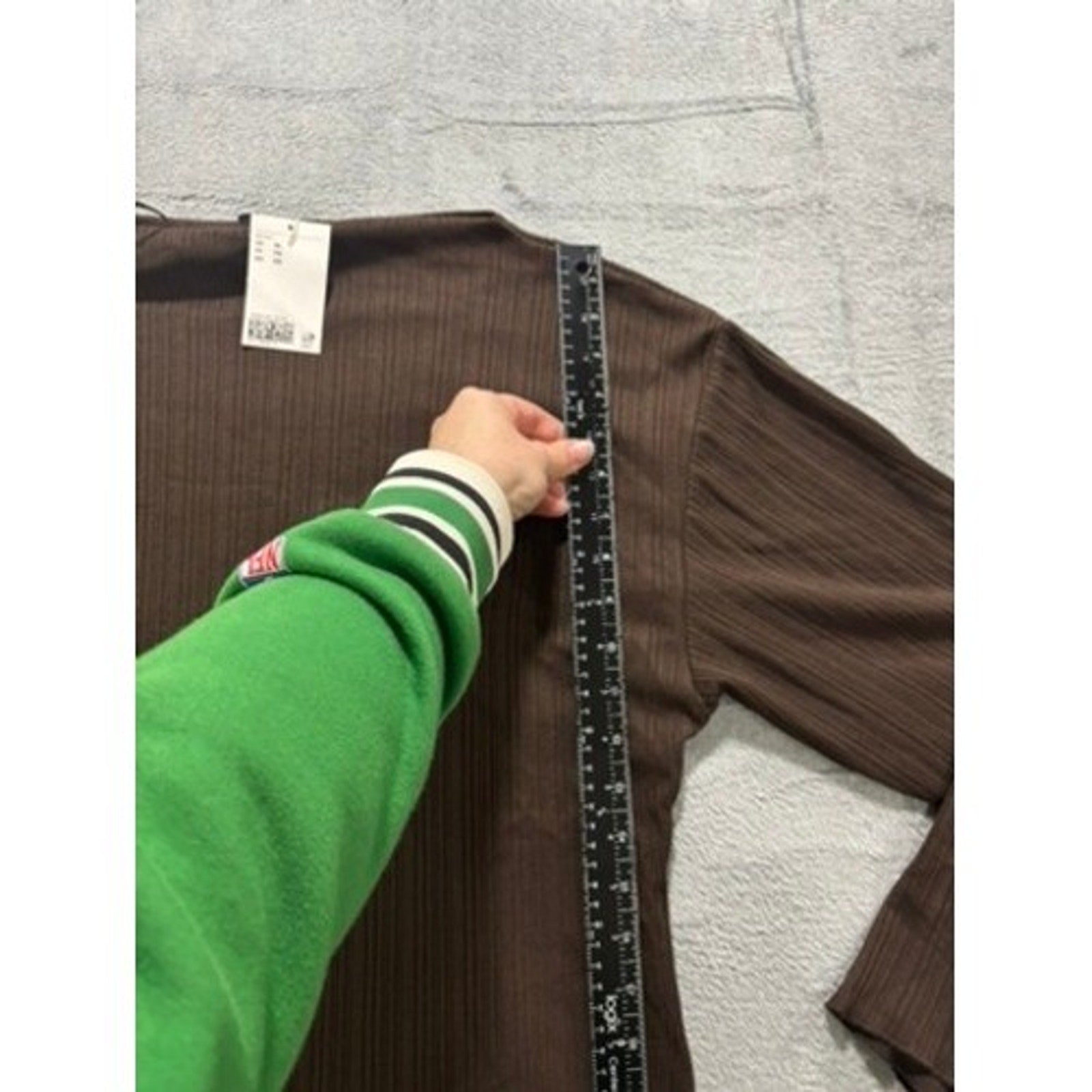 H&M Ribbed Long Sleeve Maxi Dress Chocolate Brown Asymmetrical Layered NWT
