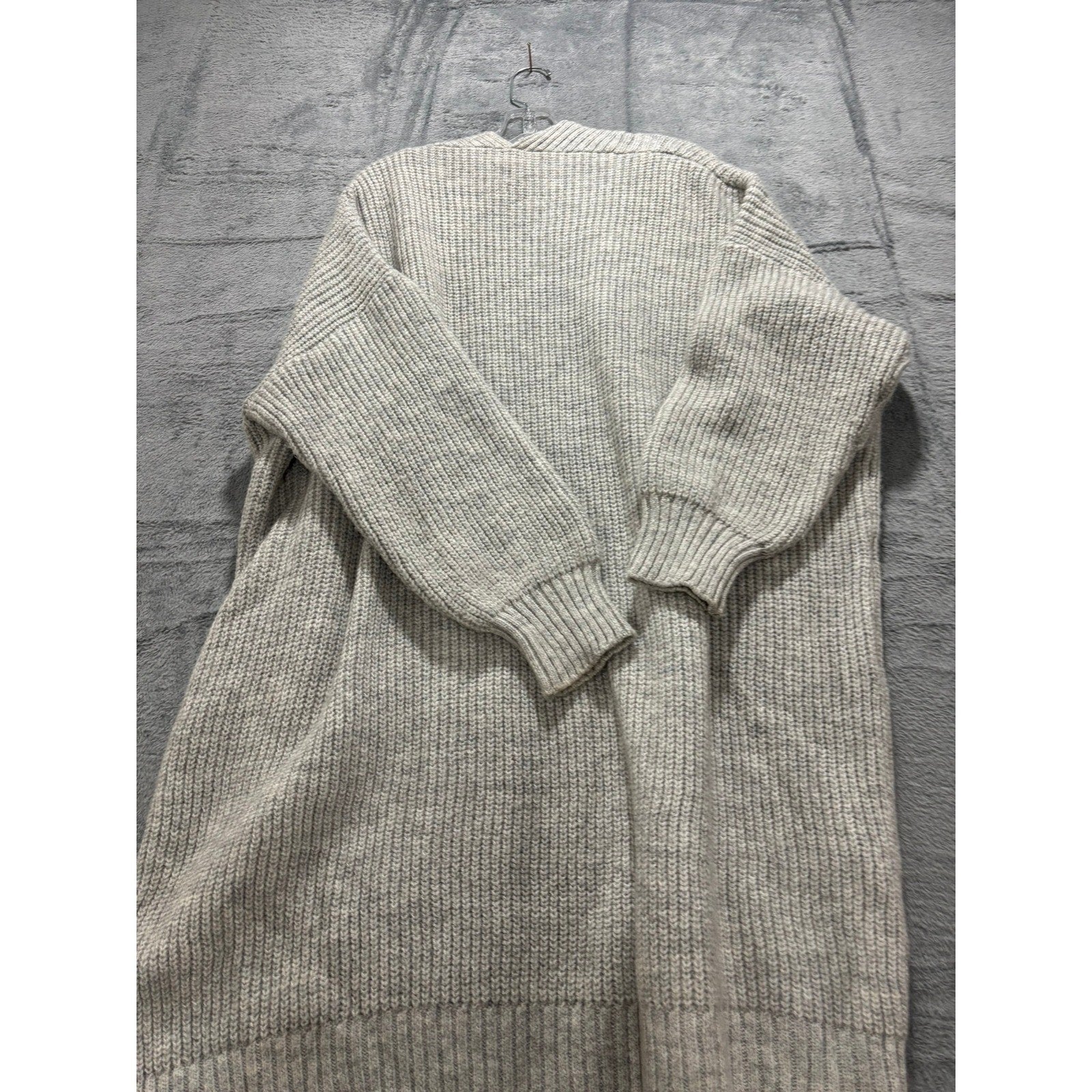 Topshop Womens Gray Chunky Ribbed Knit Oversized Open Front Cardigan Size US 12