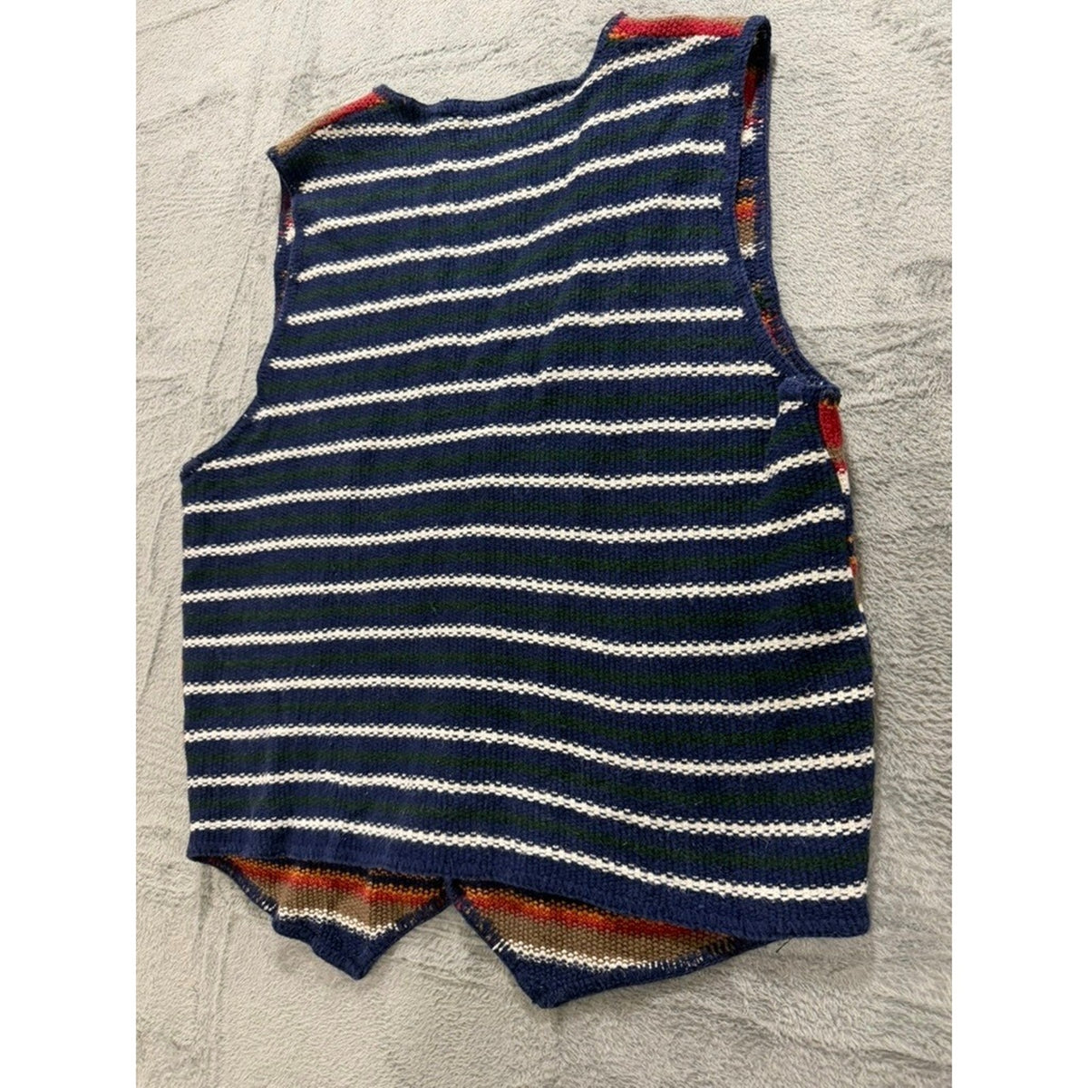 Structure Sweater Vest Mens XL Multicolor Striped Knit Button V Neck Retro