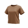 JoySpun Womens Brown Raglan Short Sleeve Crewneck Activewear Top M 8-10 Comfort
