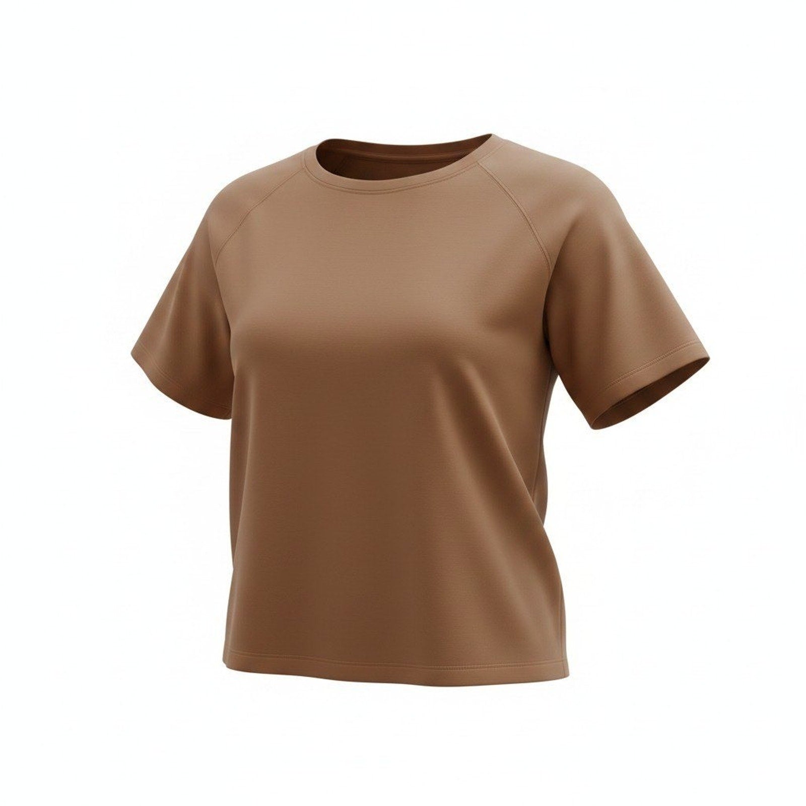 JoySpun Womens Brown Raglan Short Sleeve Crewneck Activewear Top M 8-10 Comfort