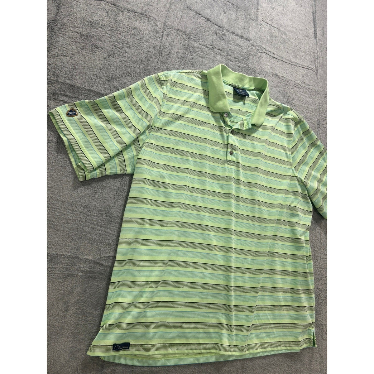 Cleveland Classics Golf Polo Shirt Mens XXLT Green Striped Performance Stretch