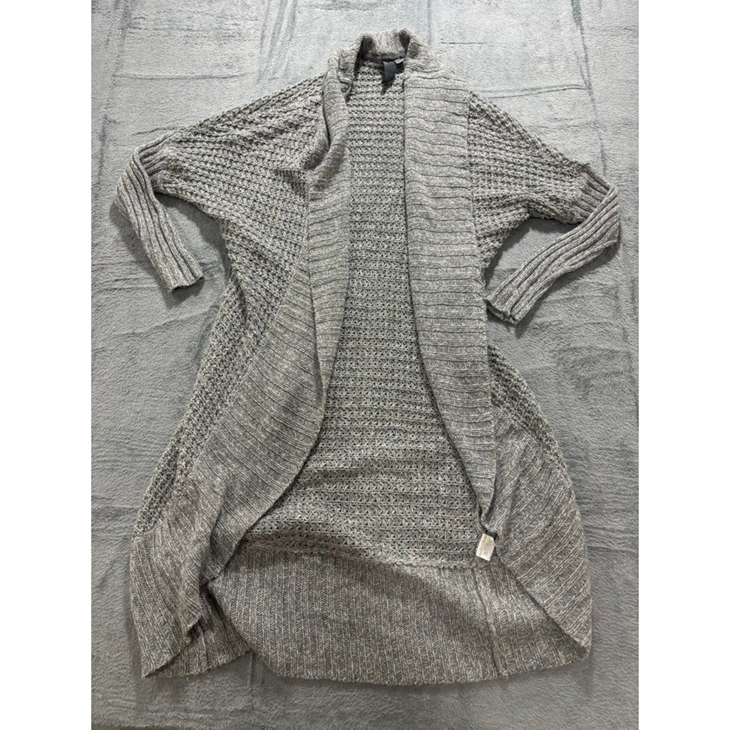 Quinn Open Front Cardigan Womens Medium Gray Chunky Knit Long Sleeve Cozy