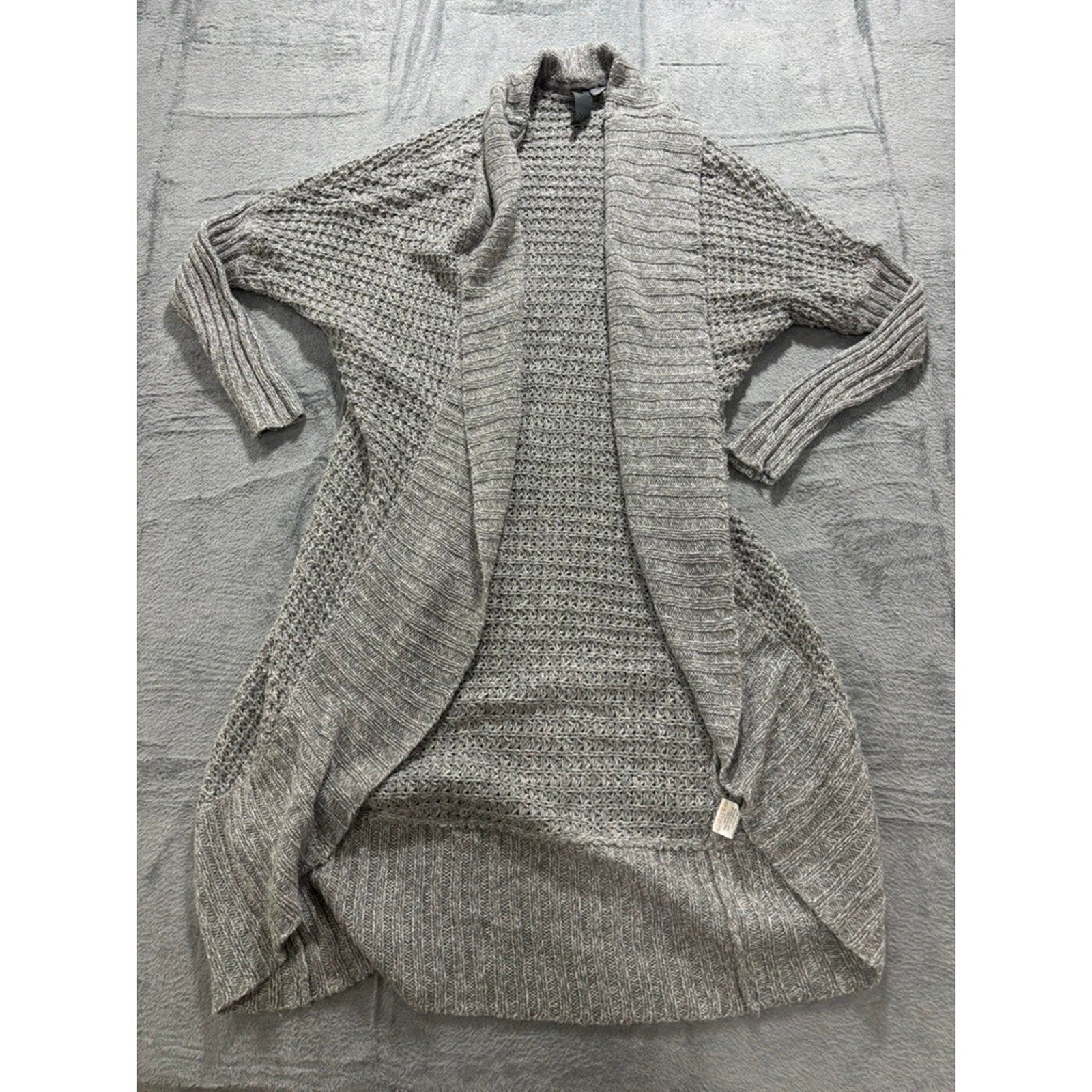 Quinn Open Front Cardigan Womens Medium Gray Chunky Knit Long Sleeve Cozy