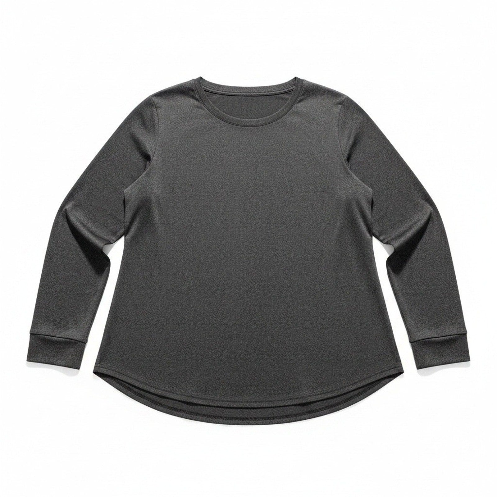 PINSPARK 2XL Charcoal Gray Womens Long Sleeve Top Athleisure Casual Gym Basic