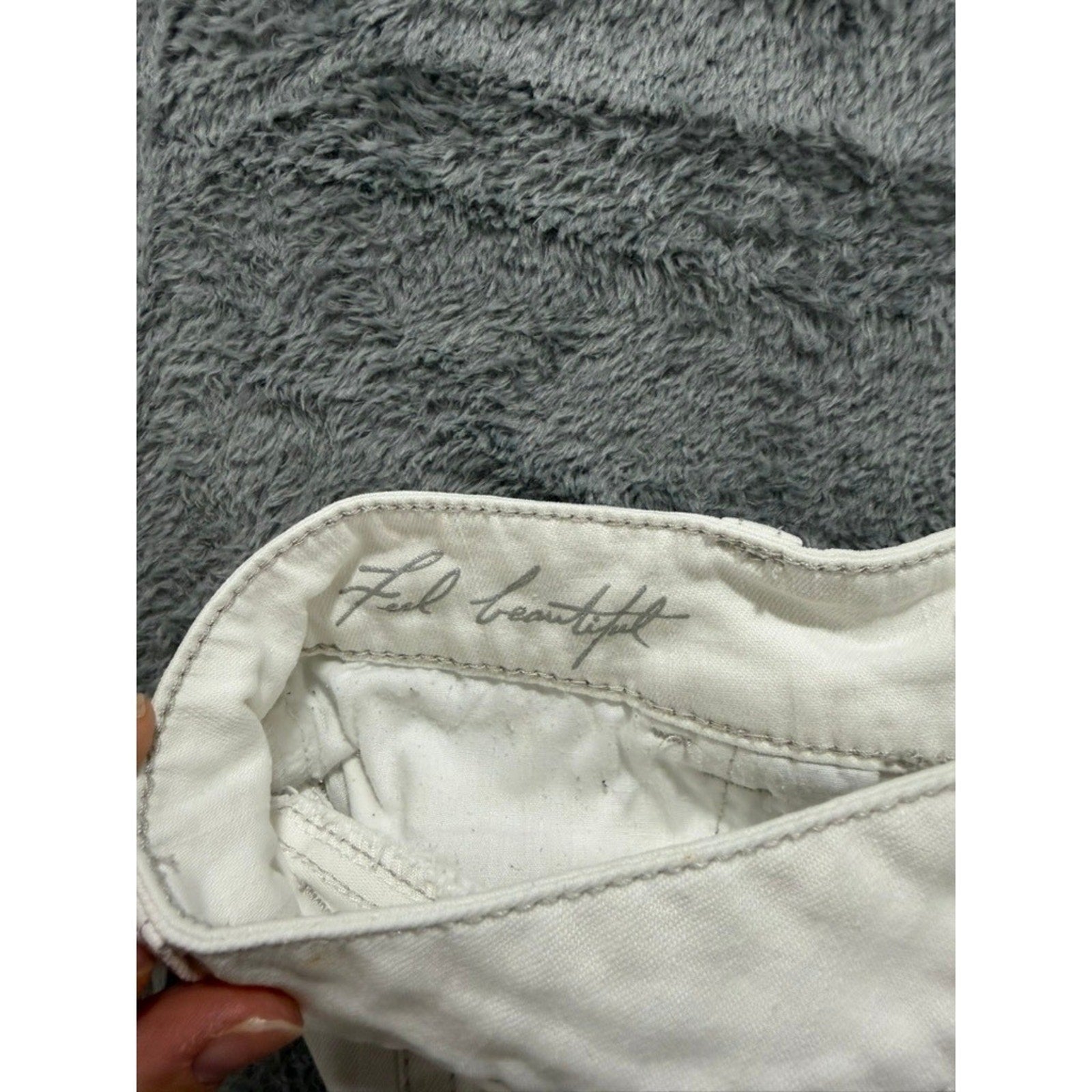 White House Black Market Denim Mini Skirt Women Size 2 White Floral Stretch