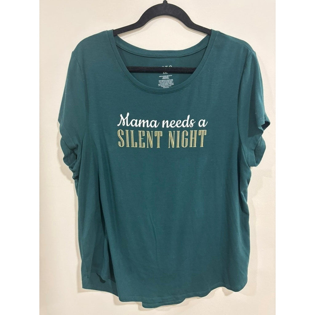 APT 9 Mama Needs a Silent Night Christmas Graphic Tee XXL Holiday Funny Festive
