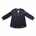 Banana Republic Womens XL Navy Blue Henley Blouse Satin 3/4 Sleeve Work Classic