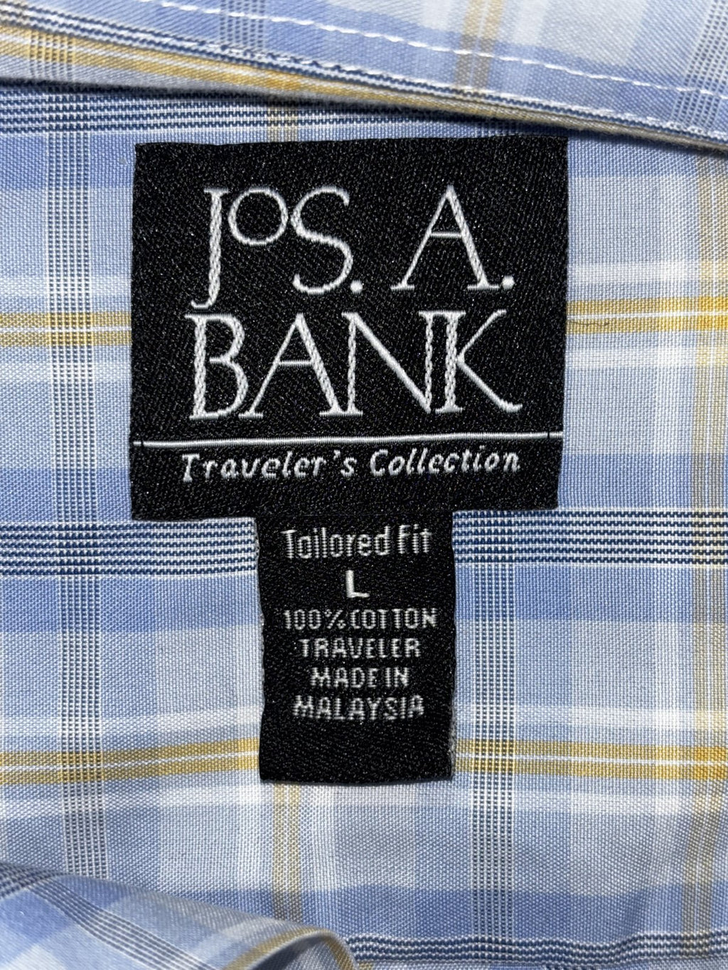 Jos. A. Bank Men's Blue Yellow Plaid Shirt Size L, photo 6 of 8