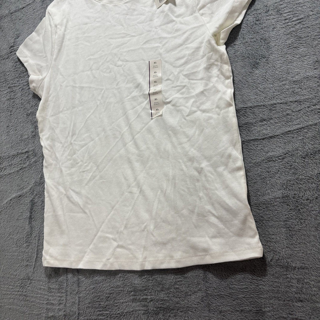 A New Day XL White Short Sleeve T-Shirt Womens Casual Relaxed Fit Cozy Basic
