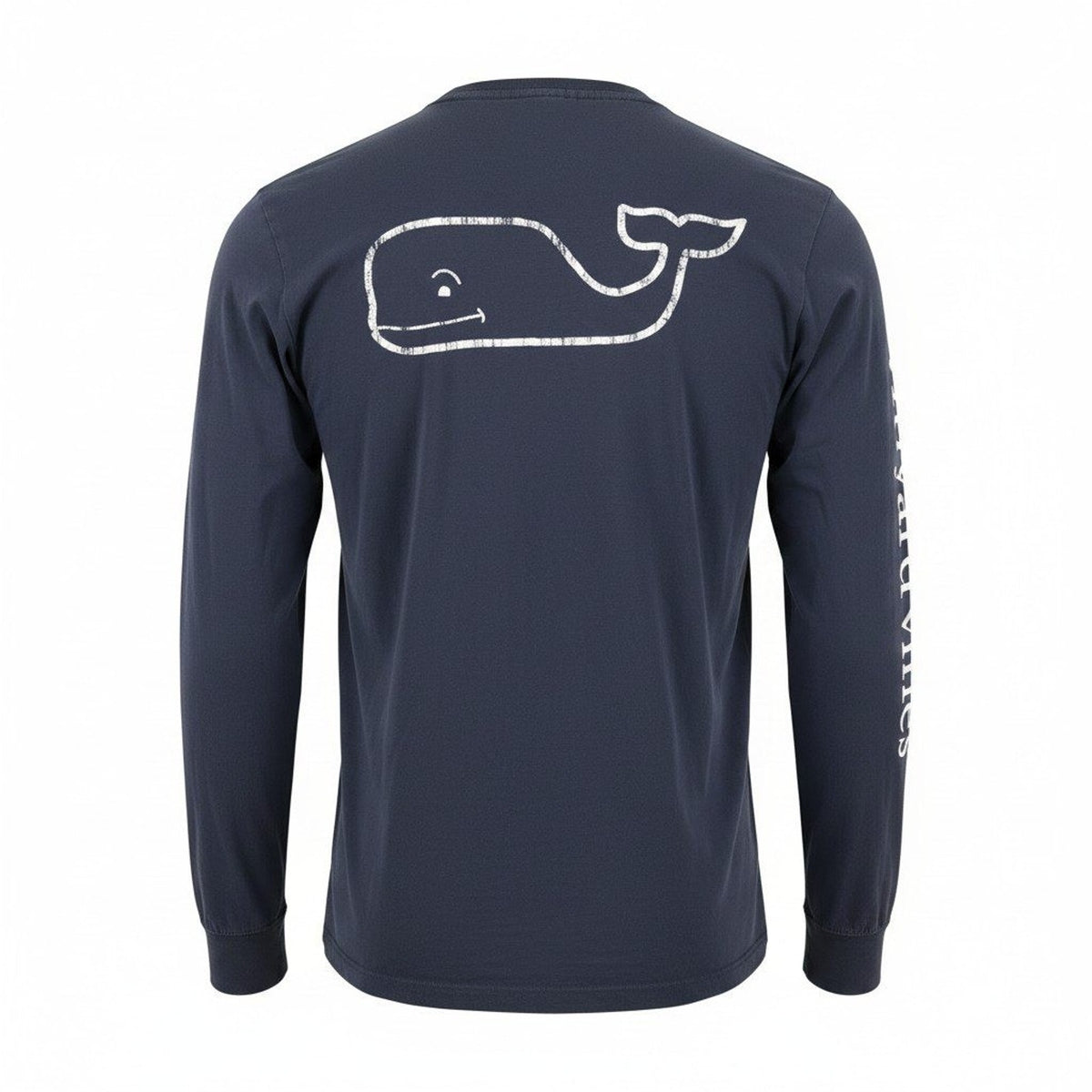 Vineyard Vines Mens Small Long Sleeve Pocket Tee Navy Blue Whale Logo Cotton