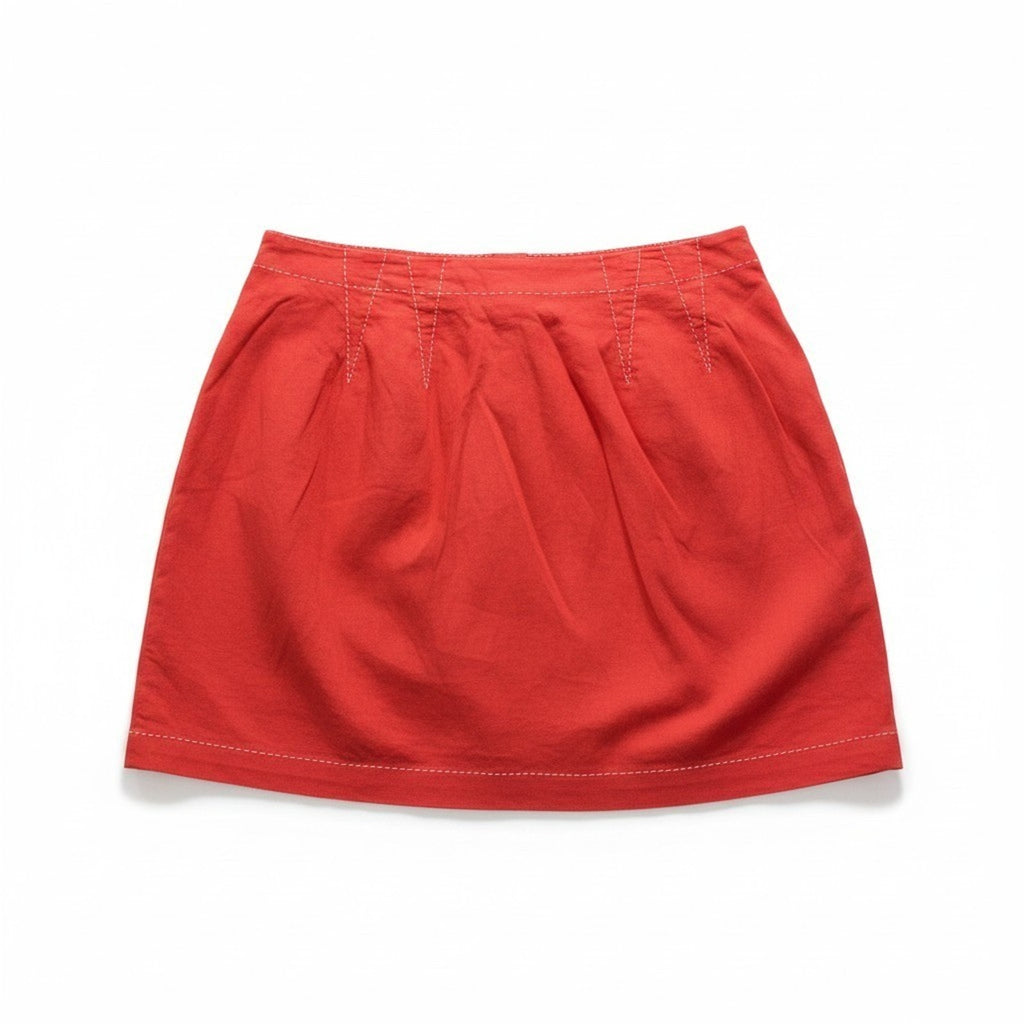 Harve Benard 14P Womens Red Linen Blend Mini Skirt Vintage Casual Boho