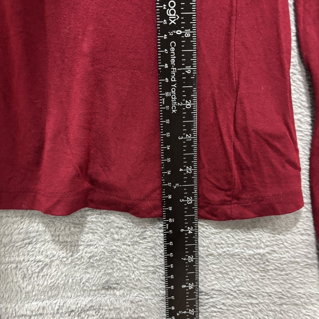 Willi Smith Womens M Maroon V-Neck Long Sleeve Tee Shirt Casual Minimalist
