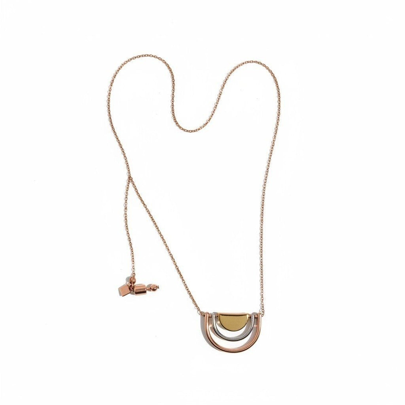 Banana Republic Womens OS Tri-Tone Geometric Crescent Necklace Vintage Casual