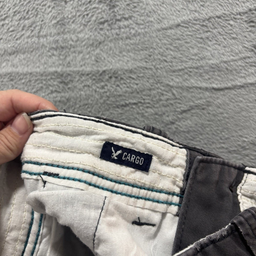 American Eagle Mens 26 Gray Cargo Shorts Faded Casual Utility Summer
