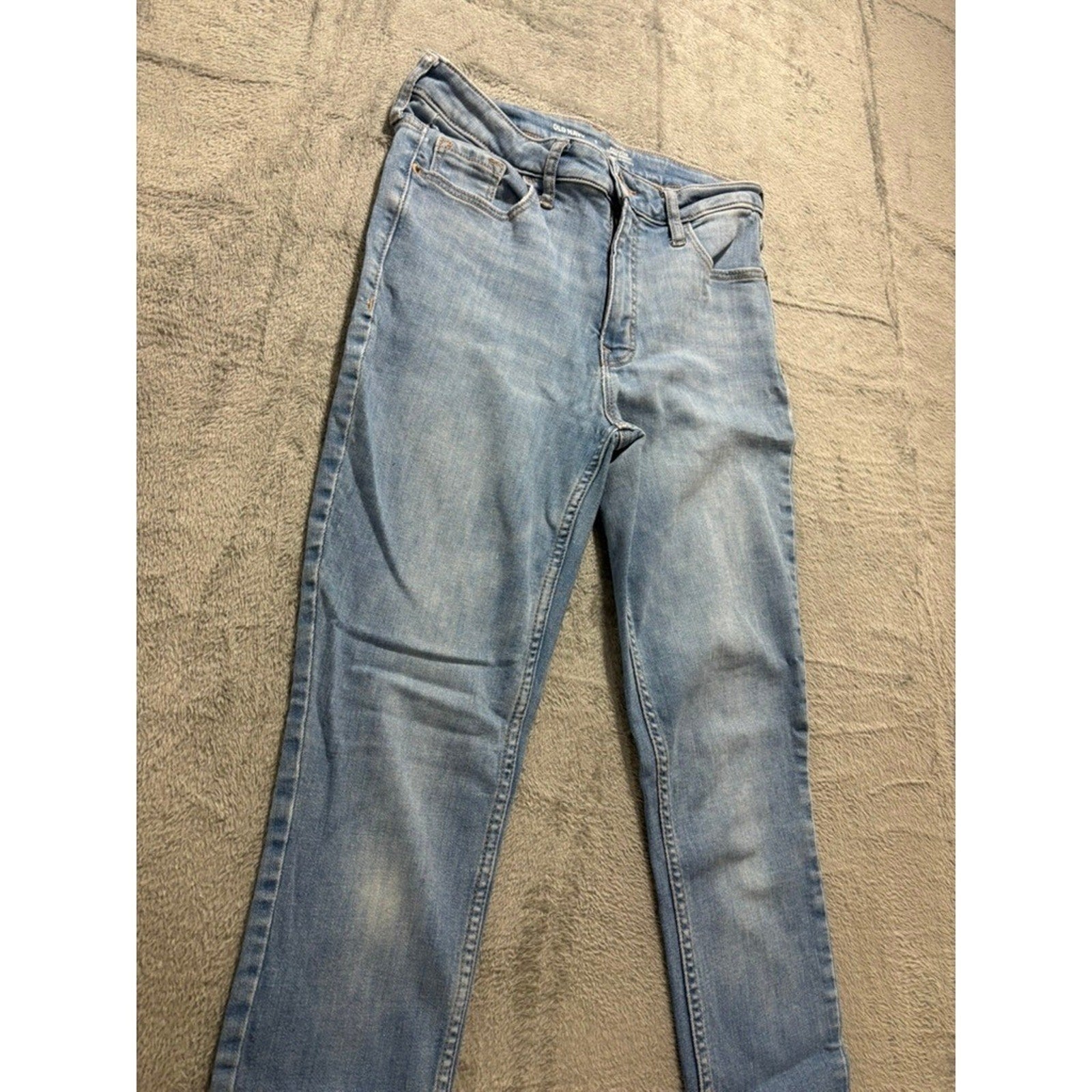 Old Navy Rockstar Super Skinny High Rise Blue Jeans Raw Hem Womens 6 Medium Wash