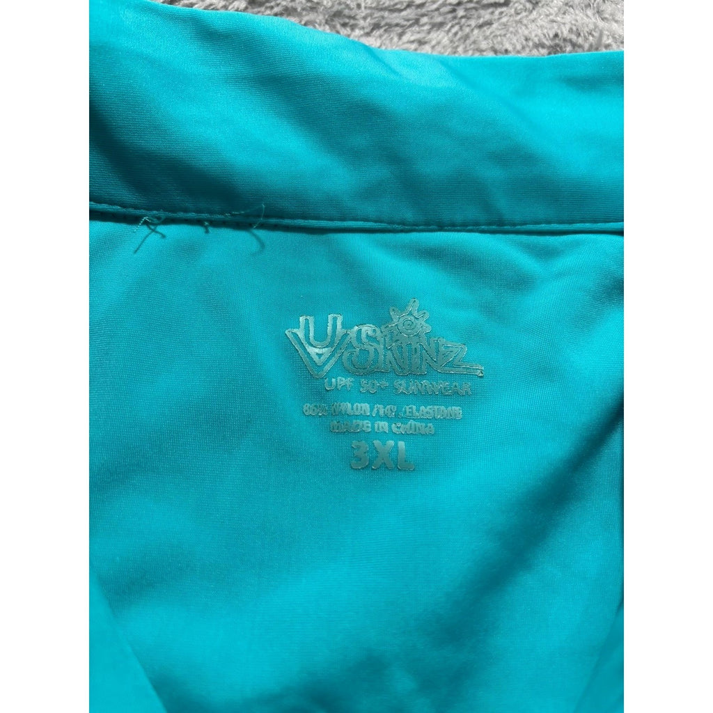 UV Skinz Womens 3XL Teal Rash Guard Long Sleeve 1/4 Zip Athleisure Coastal