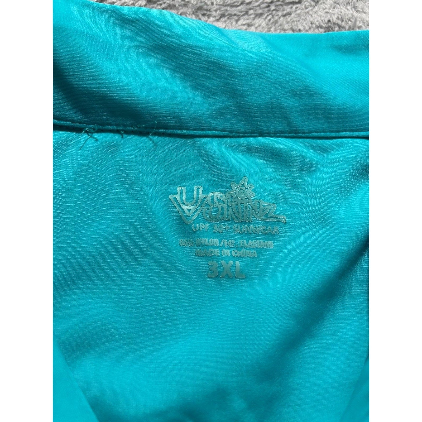 UV Skinz Womens 3XL Teal Rash Guard Long Sleeve 1/4 Zip Athleisure Coastal