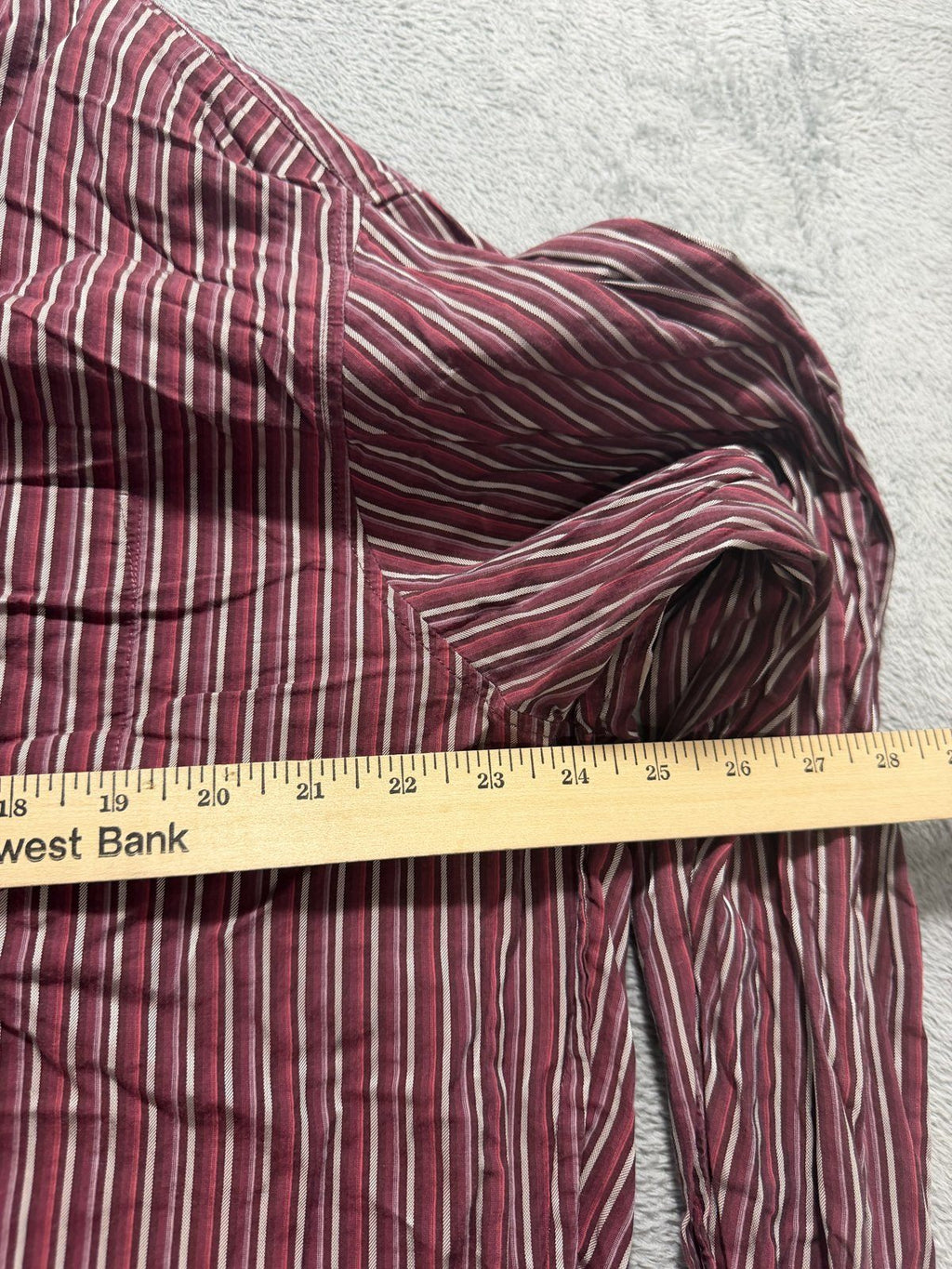Boss Hugo Boss Mens XXXL Burgundy Striped Long Sleeve Button Up Dress Shirt