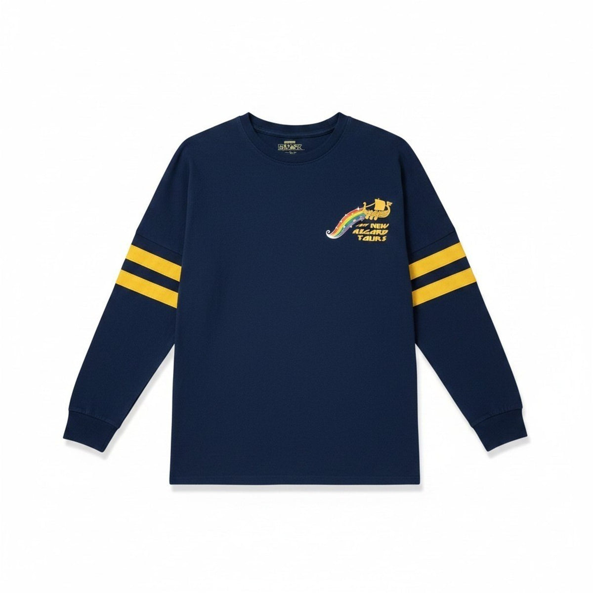 Marvel Thor Love Thunder New Asgard Tours Long Sleeve Shirt Blue Yellow Campus S