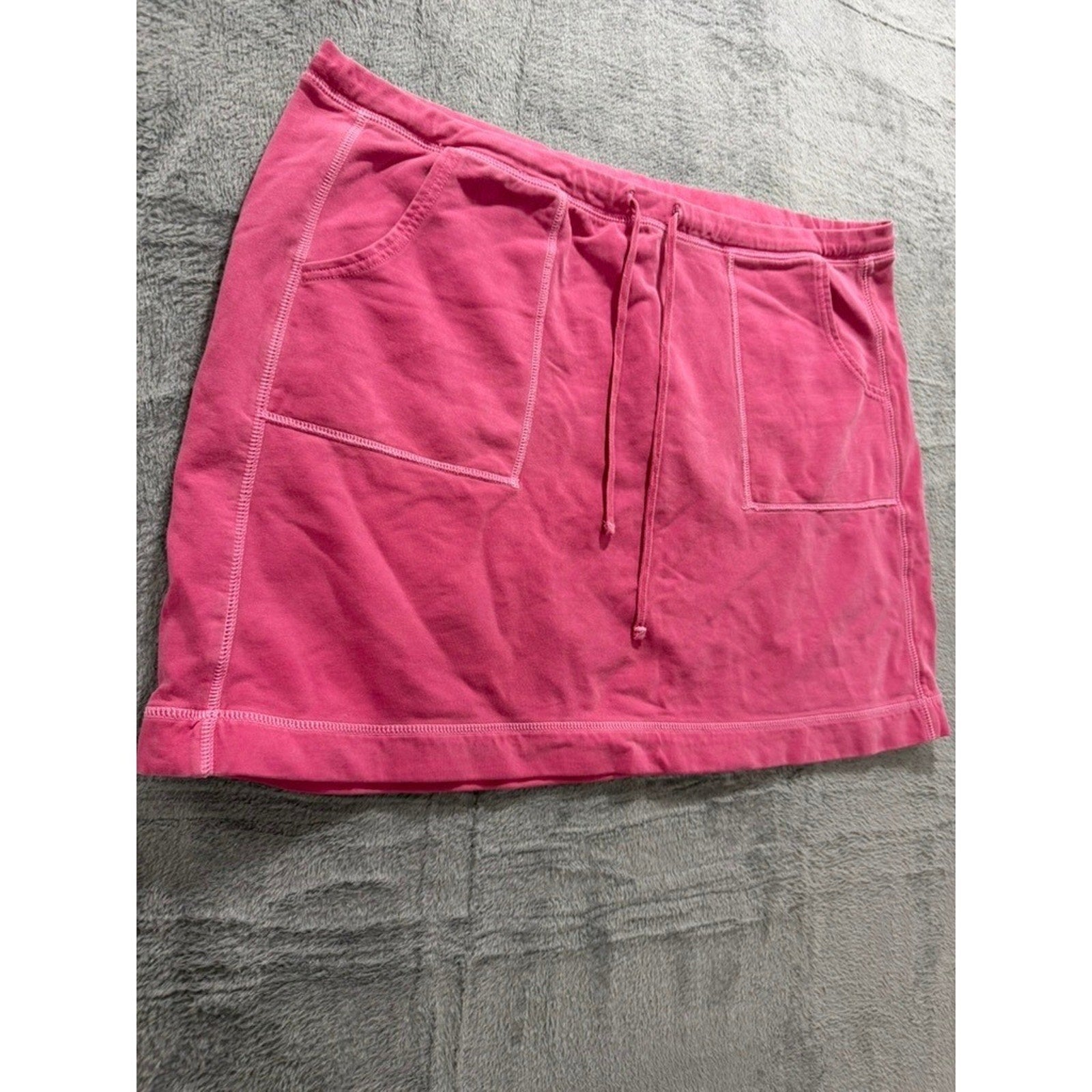 Gap Womens XL Pink Cotton Stretch Drawstring Mini Skirt w Pockets French Terry