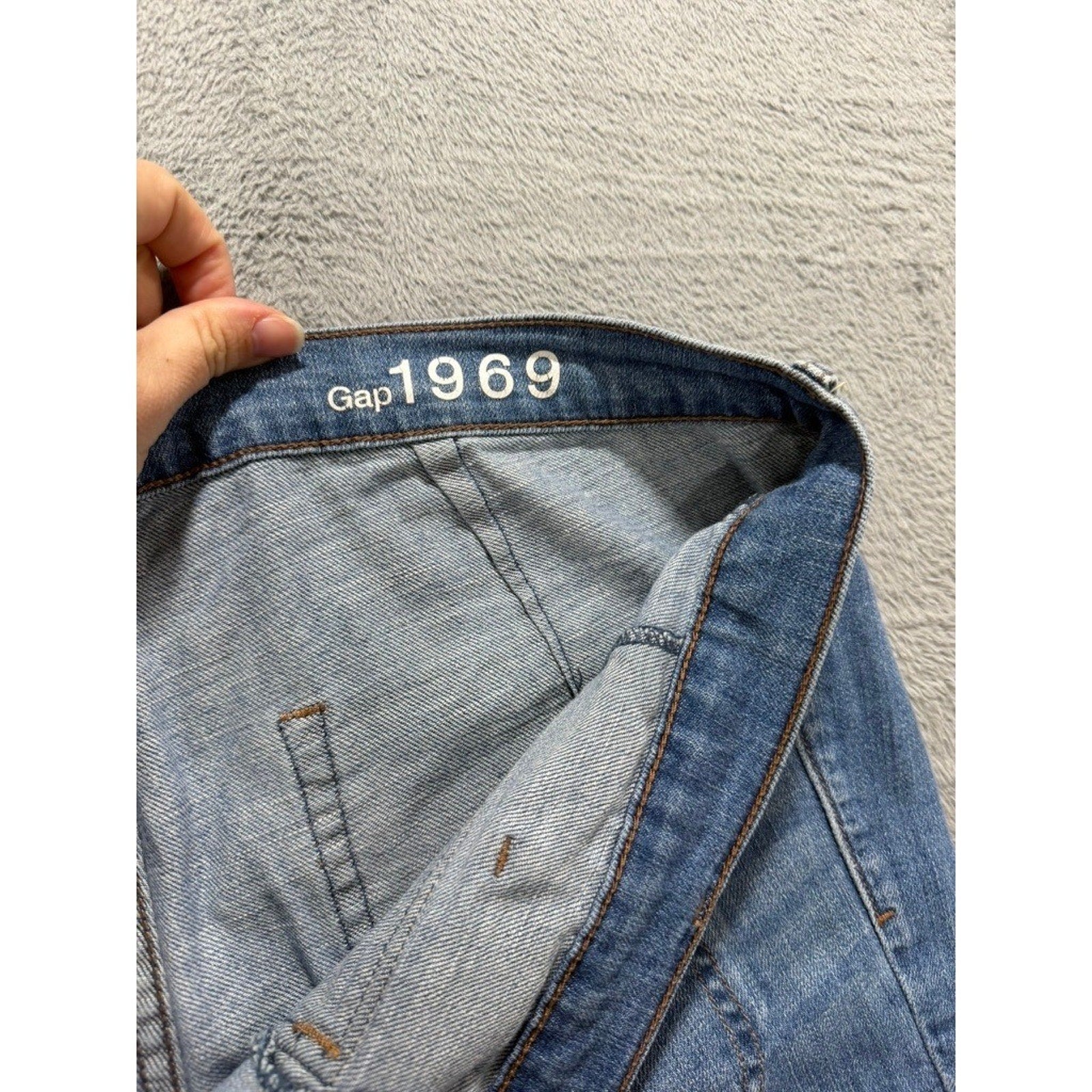 Gap 1969 Flare Jeans Womens 33/16 Light Wash Blue Patch Pocket Bell Bottoms