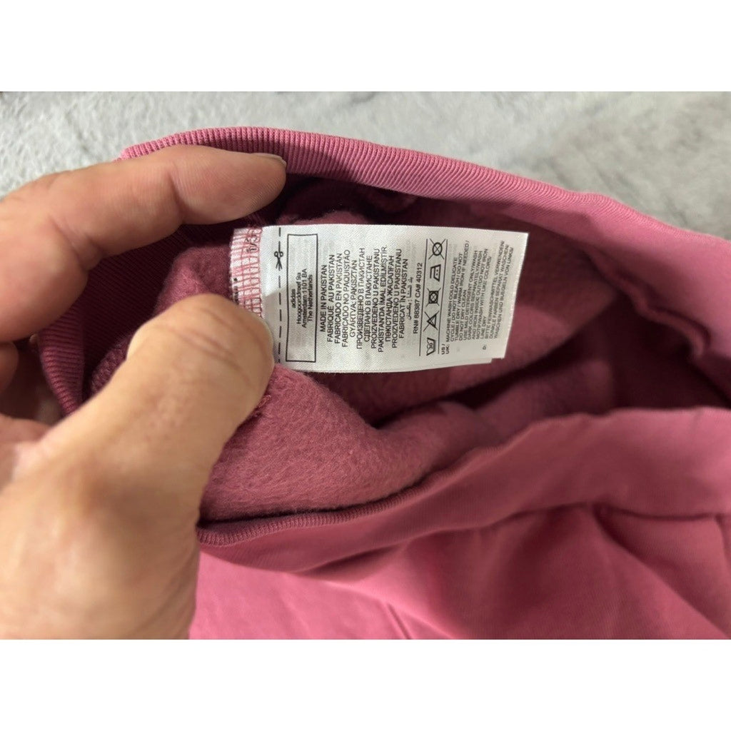 Adidas M Pink Hoodie Womens Trefoil Pullover Sweatshirt Athleisure Casual Logo