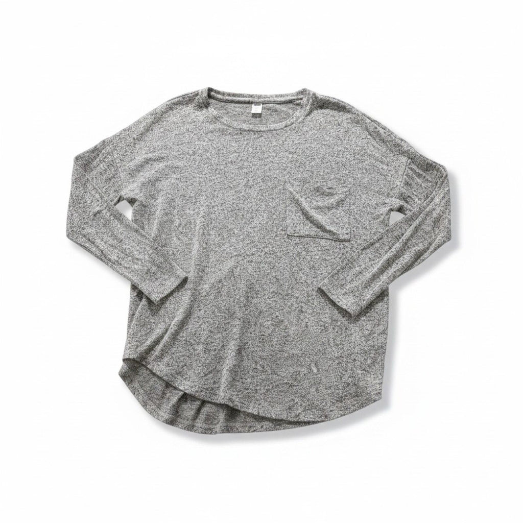 Old Navy Womens S Gray Long Sleeve Pocket T-Shirt Casual Cozy Top