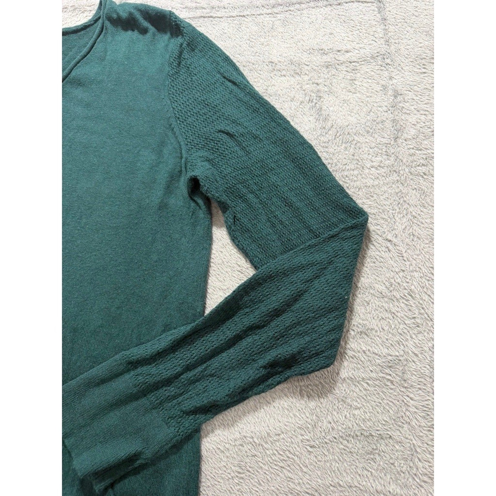 Loft Outlet Womens V-Neck Sweater Forest Green Cotton Blend Long Sleeve Large