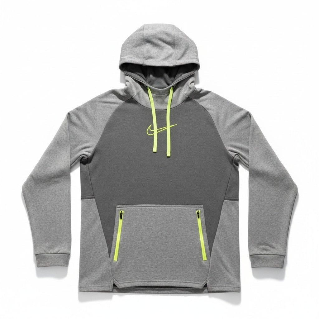 Nike M Gray Therma-FIT Pullover Hoodie Womens Crewneck Swoosh Logo Athleisure