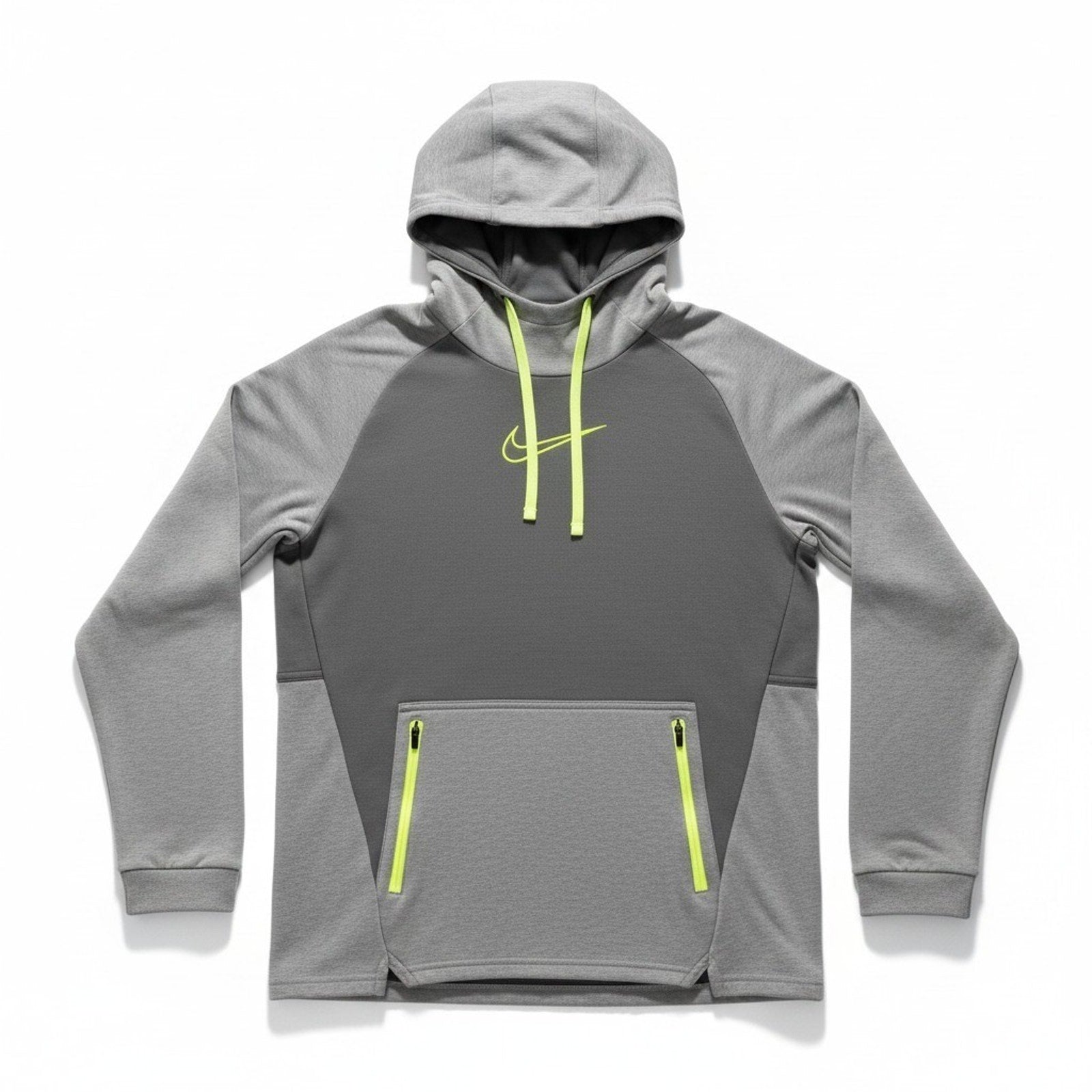 Nike M Gray Therma-FIT Pullover Hoodie Womens Crewneck Swoosh Logo Athleisure