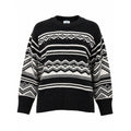 Old Navy Womens Black White Fair Isle Go-Recycled Crewneck Sweater Large Nordic