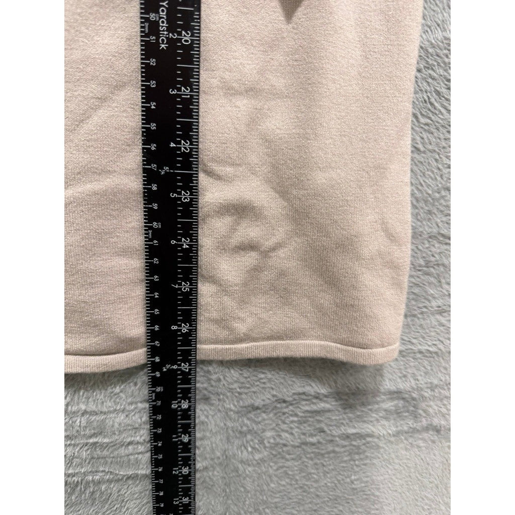 Soft Surroundings Taupe Pearl Embellished Scoop Neck Knit Sweater Top 2EU91 Mens