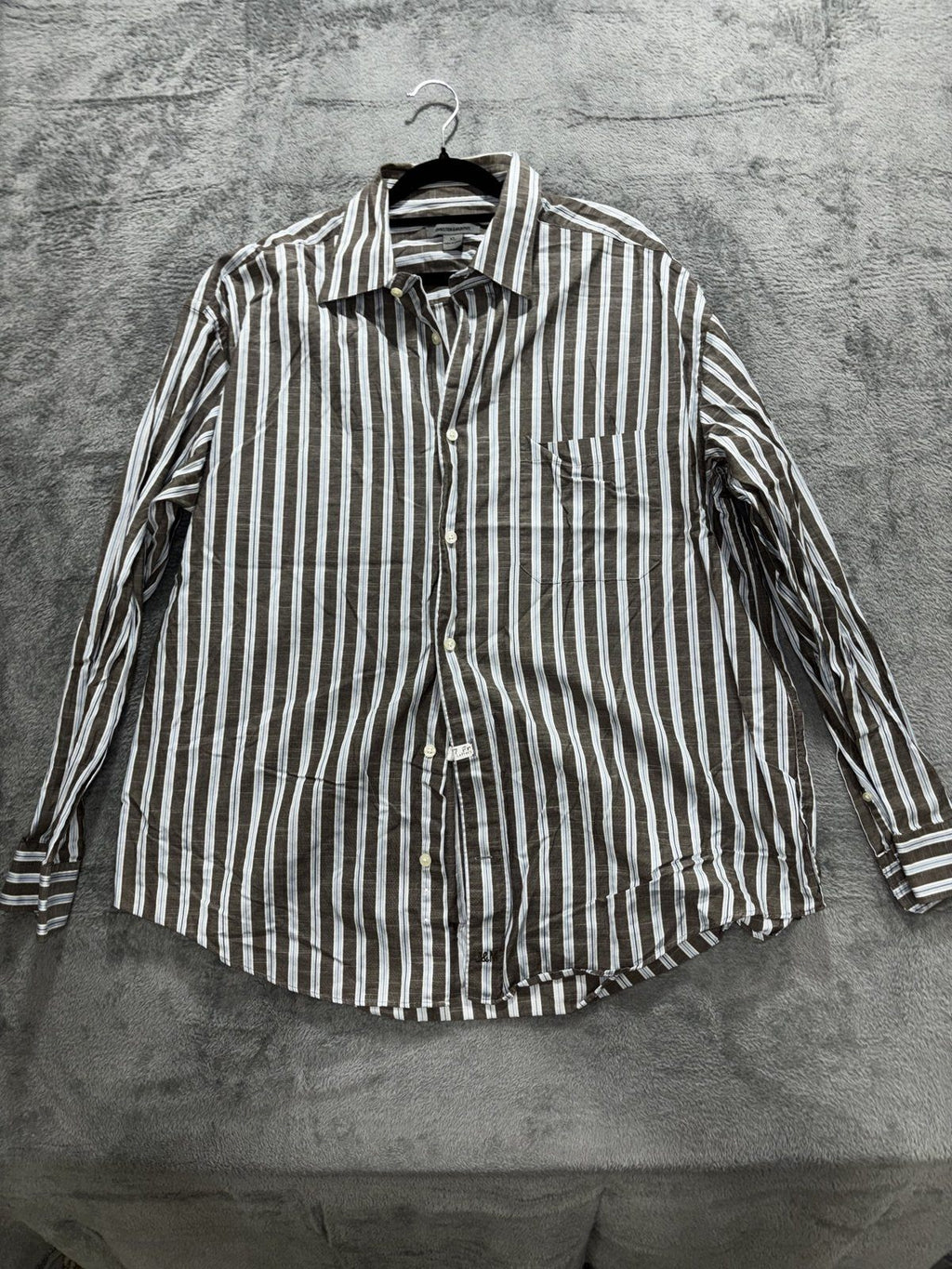 Johnston & Murphy Men's Brown Blue Stripe Shirt XL