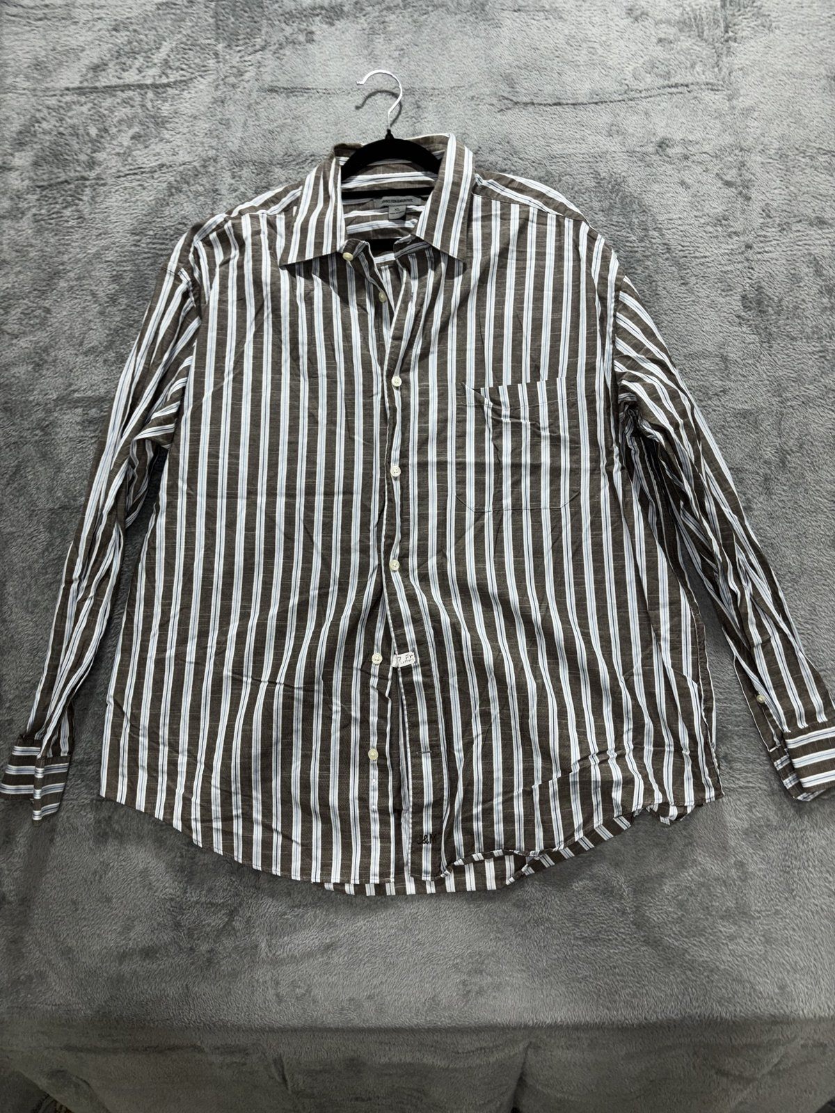 Johnston & Murphy Men's Brown Blue Stripe Shirt XL