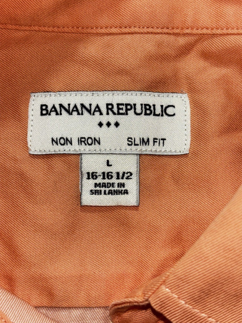 Banana Republic Mens L 16-16 1/2 Orange Long Sleeve Button Up Dress Shirt Slim
