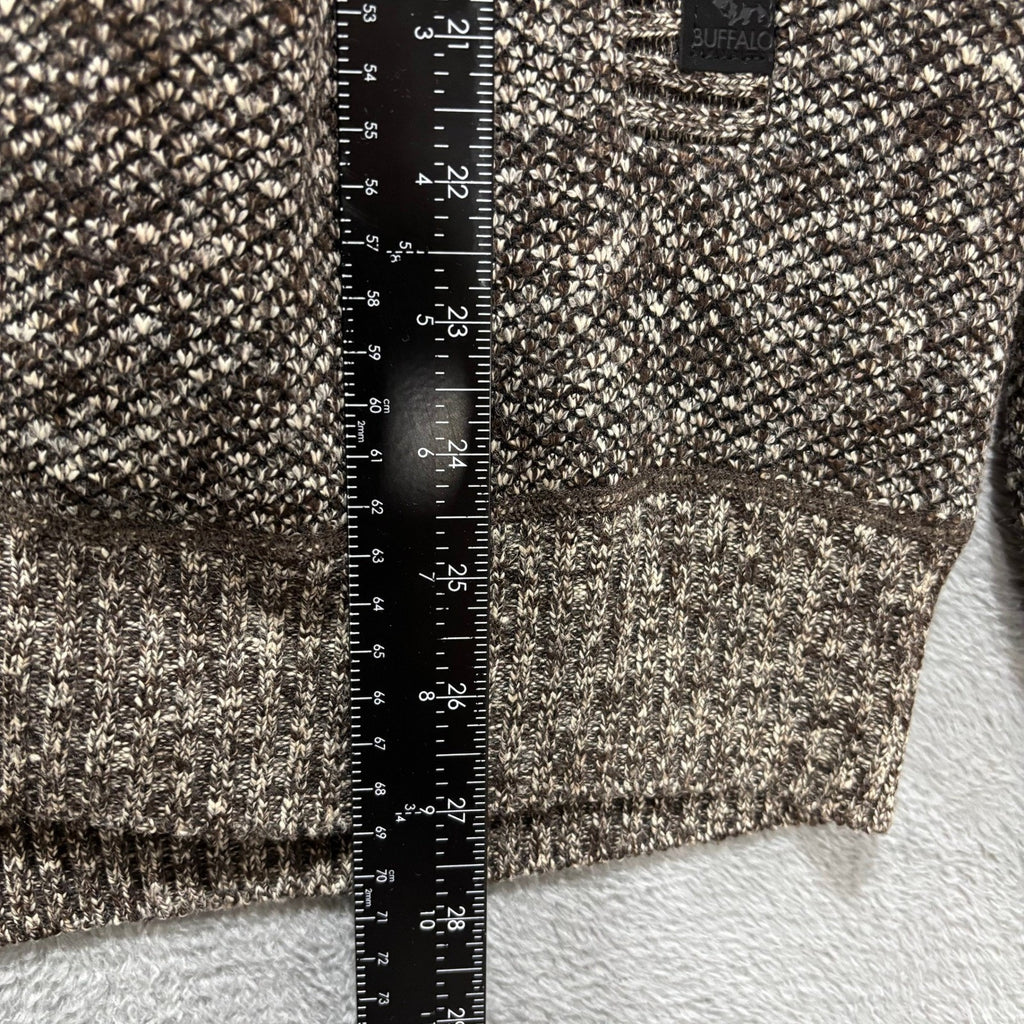 Buffalo David Bitton Mens L Brown Full Zip Mock Neck Sweater Ribbed Knit NWT
