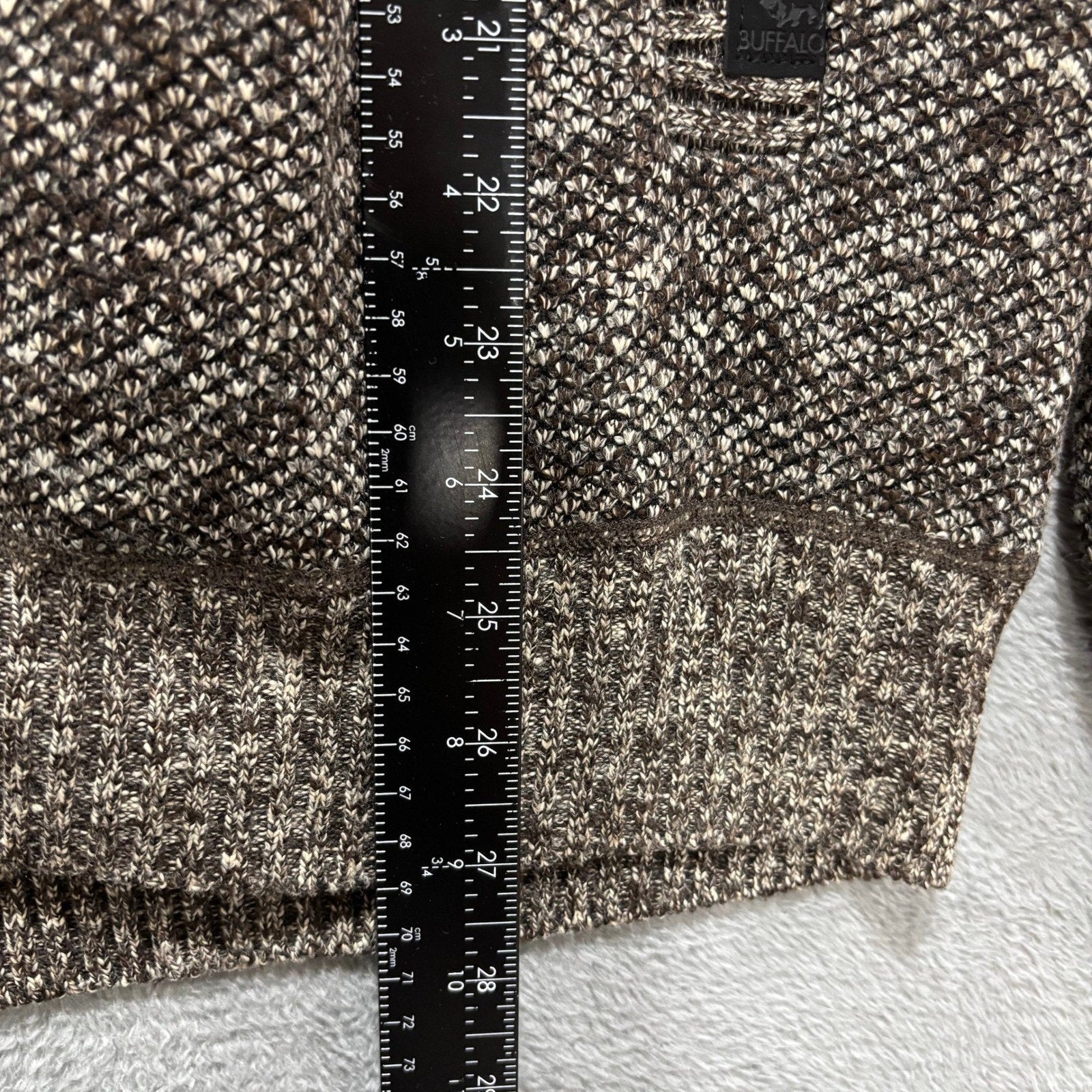 Buffalo David Bitton Mens L Brown Full Zip Mock Neck Sweater Ribbed Knit NWT