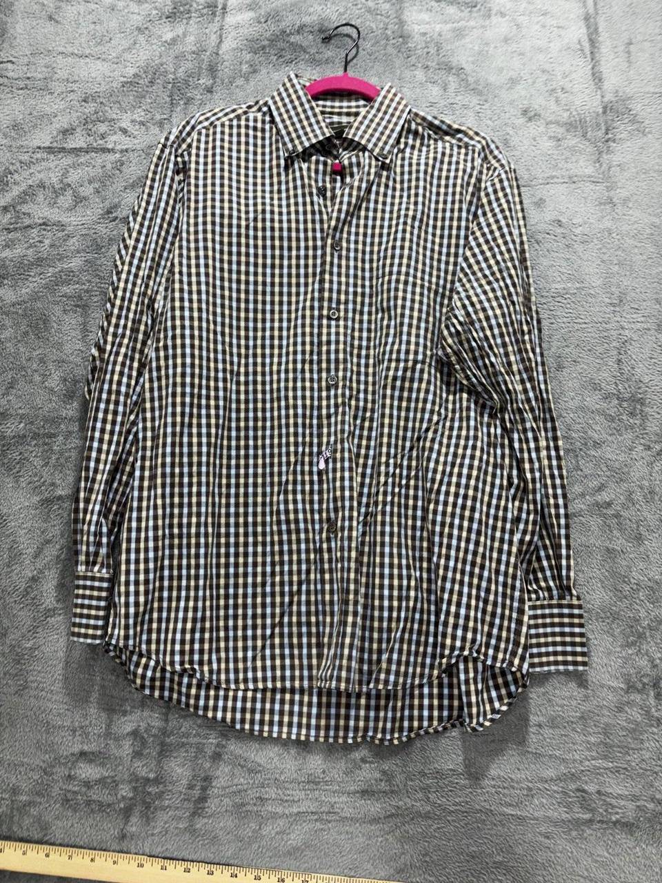 Ermenegildo Zegna Men's Brown Check Shirt Size XL, photo 2 of 10