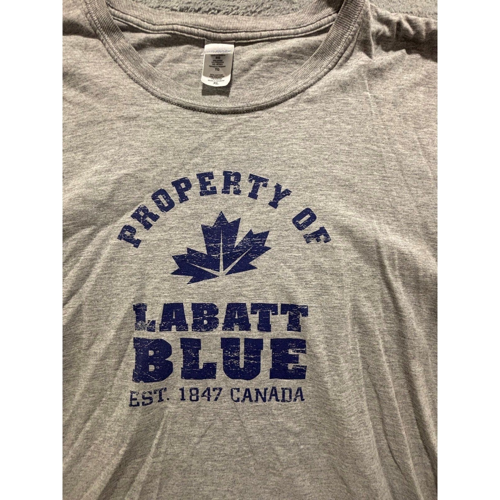 Gildan XL Gray Labatt Blue Beer Graphic T-Shirt Womens Casual Vintage Style