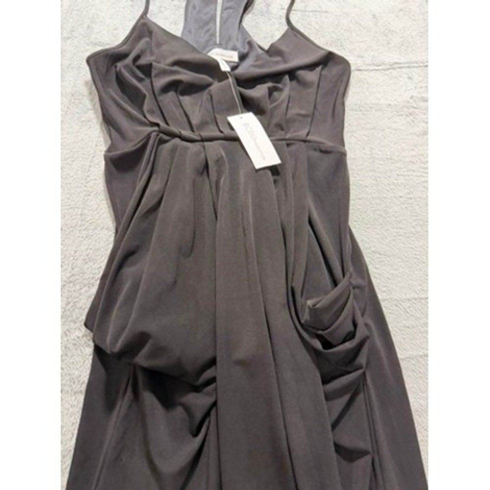 BCBGeneration Black Draped Racerback Midi Dress NWT XS Sleeveless Surplice LBD