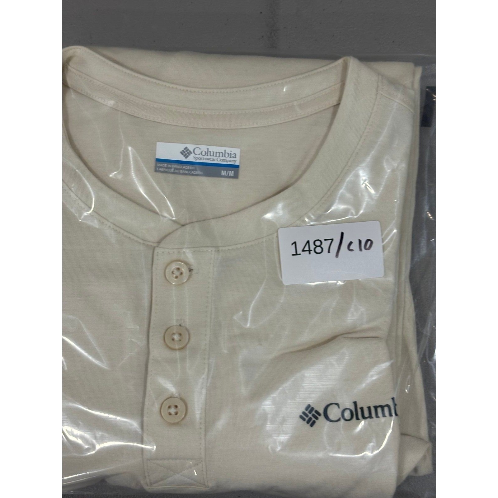 Columbia M Cream Henley Long Sleeve Shirt Womens Casual Cozy