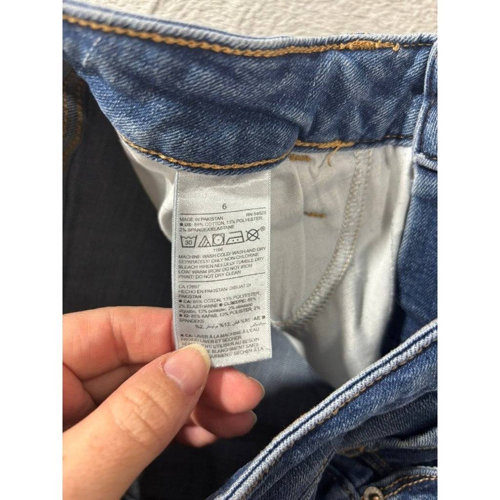 Old Navy Rockstar Super Skinny High Rise Button Fly Womens 6 Jeans Raw Hem Wash
